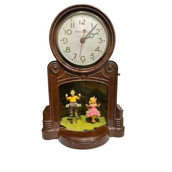 Mastercrafters Swinging Playmates Boy Girl Clock Model 551 Animated FOR PARTS - Picture 1 of 3